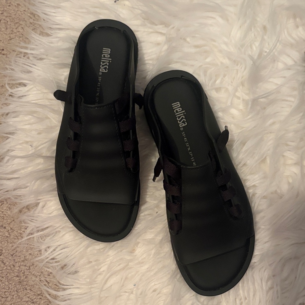 Melissa Black Ribbon Slide Sandals